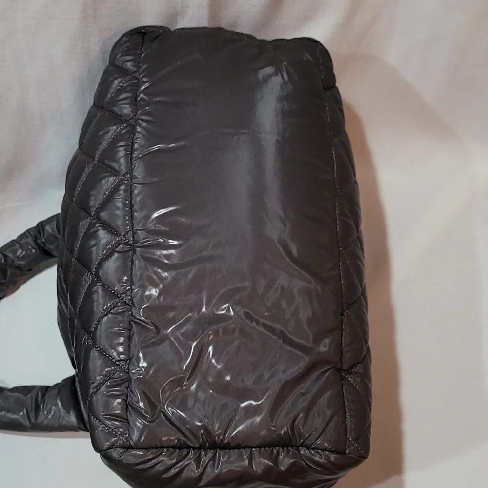 CHANEL Quilted Puffer Tote Bag in dark grey
